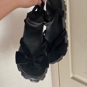 Black platform sandals, size 6